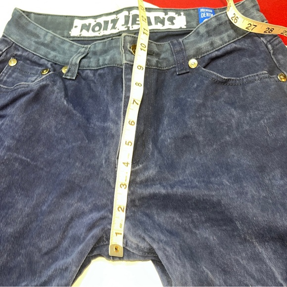 NOIZ Jeans 34 Blue Straight Leg Moto Ribbed Dark Wash Biker Street Faded Men 34 - Picture 12 of 15